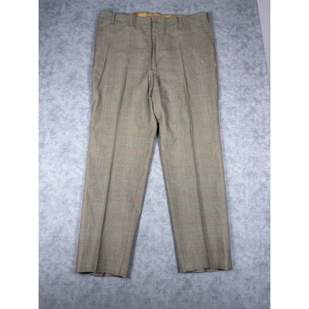 Vintage 70s FARAH Executive Dress Pants Mens 40x31 Plaid USA Made Retro